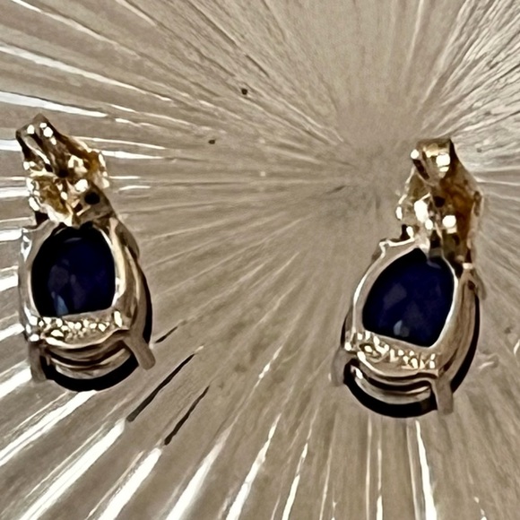 Elegant Sterling Silver with Blue Sapphire and Diamond like Gem Earrings Shining - Picture 14 of 17